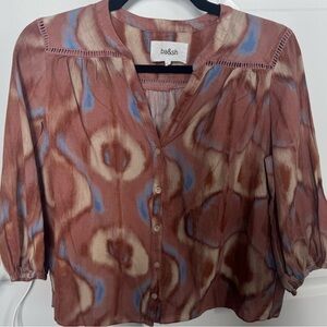 Ba&sh Women's Brown and Blue Abstract Blouse